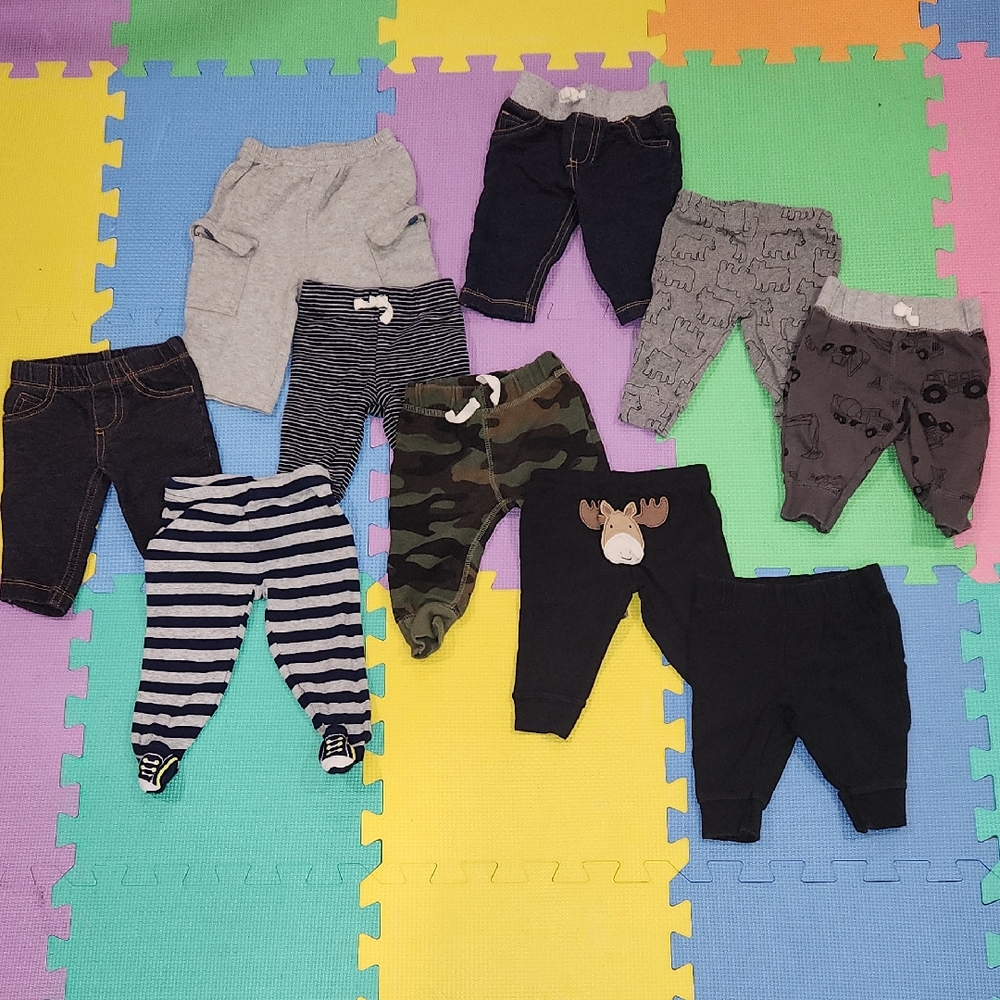 Carter's Baby Pants Mix - Navy, Gray, Black, Camouflage, Striped